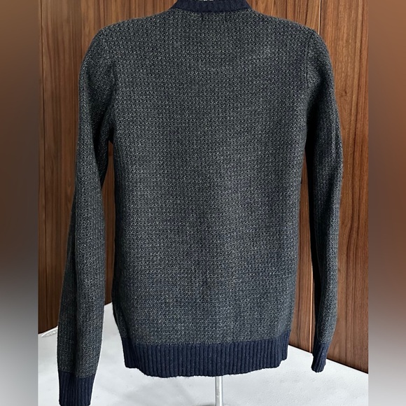 Bridge & Burn Sweater Men's Large Gray/Blue Waffle-knit Wool Crewneck - Picture 2 of 11